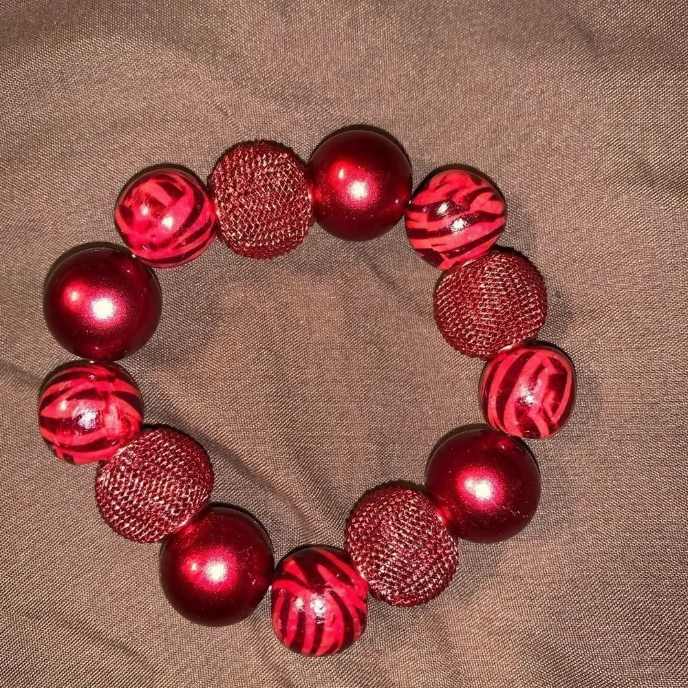 Red Large Beaded Bracelet